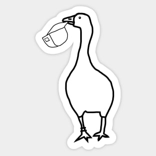 White Goose Steals Hat Minimal Line Sticker